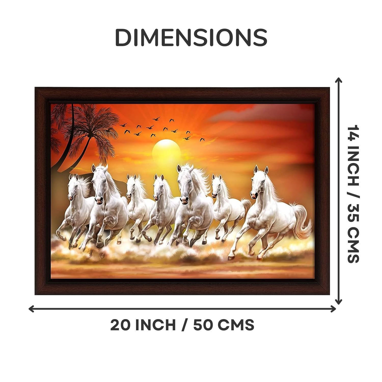Masstone Seven Horses Vastu Painting With Frame | Seven Running Horses With Sunrise Vastu Painting (35X50 Cm) | Seven Horses Vas